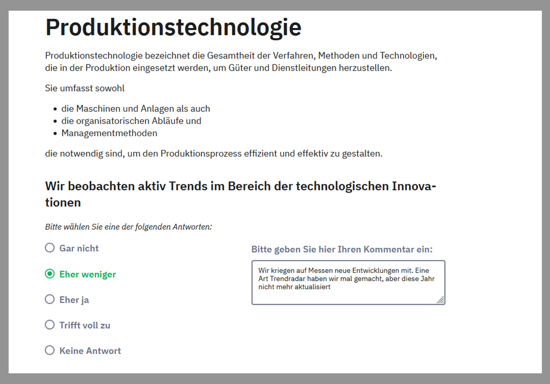 Screenshot des InnoAudit® Produktion 