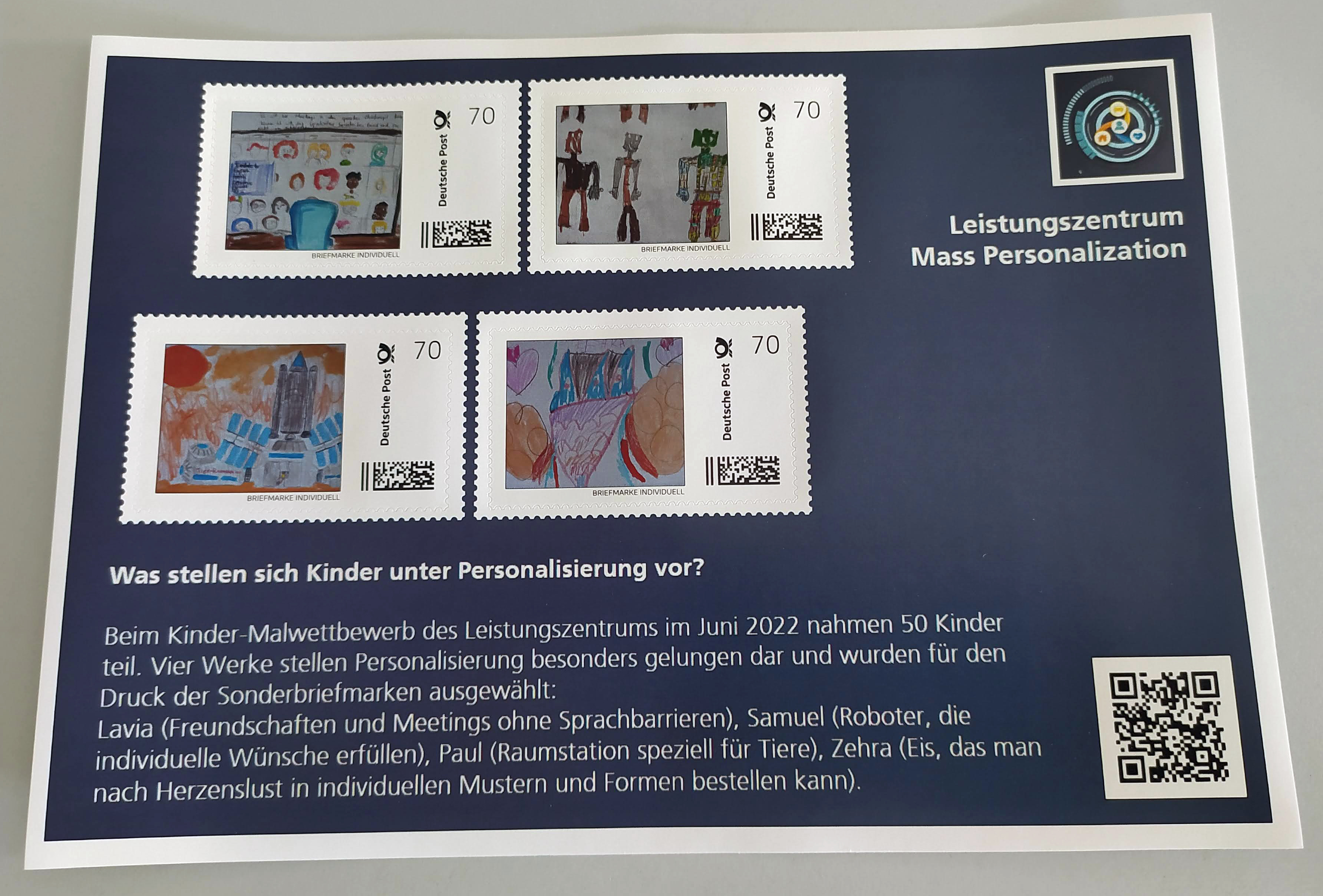 Bogen mit allen vier Sonderbriefmarken.